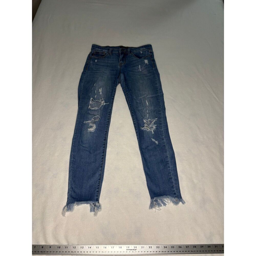 Judy Blue Straight Fit Women Size 3/26 Blue Distressed Frayed JB82105MD
